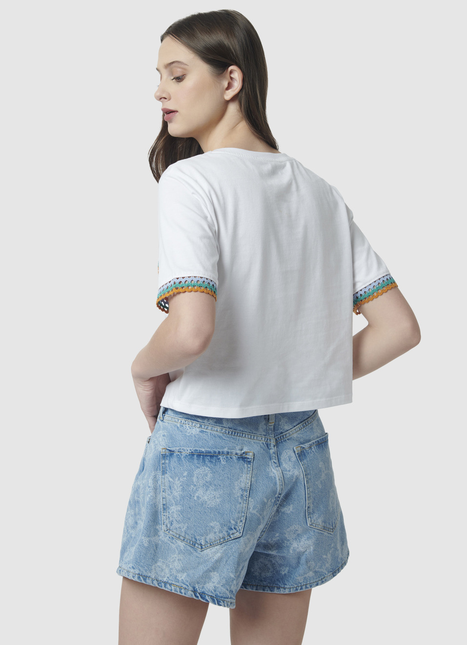 Lace Detail White T-shirt, , large image number 2