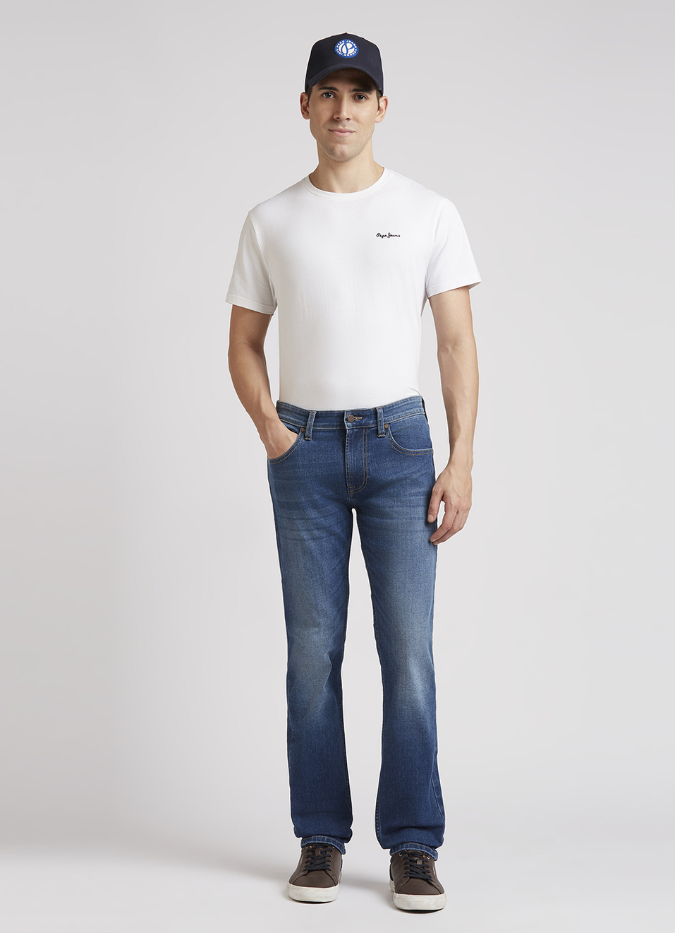 Vapour Blue Mid Rise Slim Jeans, , large image number 1