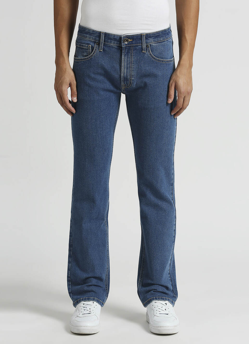 Holborne Ocean Blue Mid Rise Straight Fit Jeans, , large image number 2