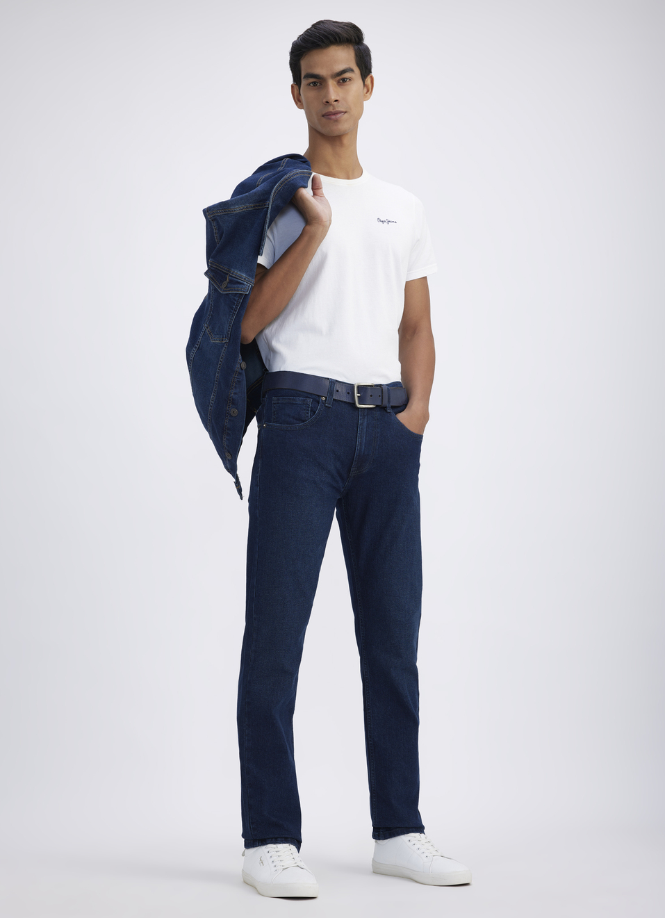 Men Tinted Blue Stretch Straight Fit Mid Rise Jeans, , large image number 0