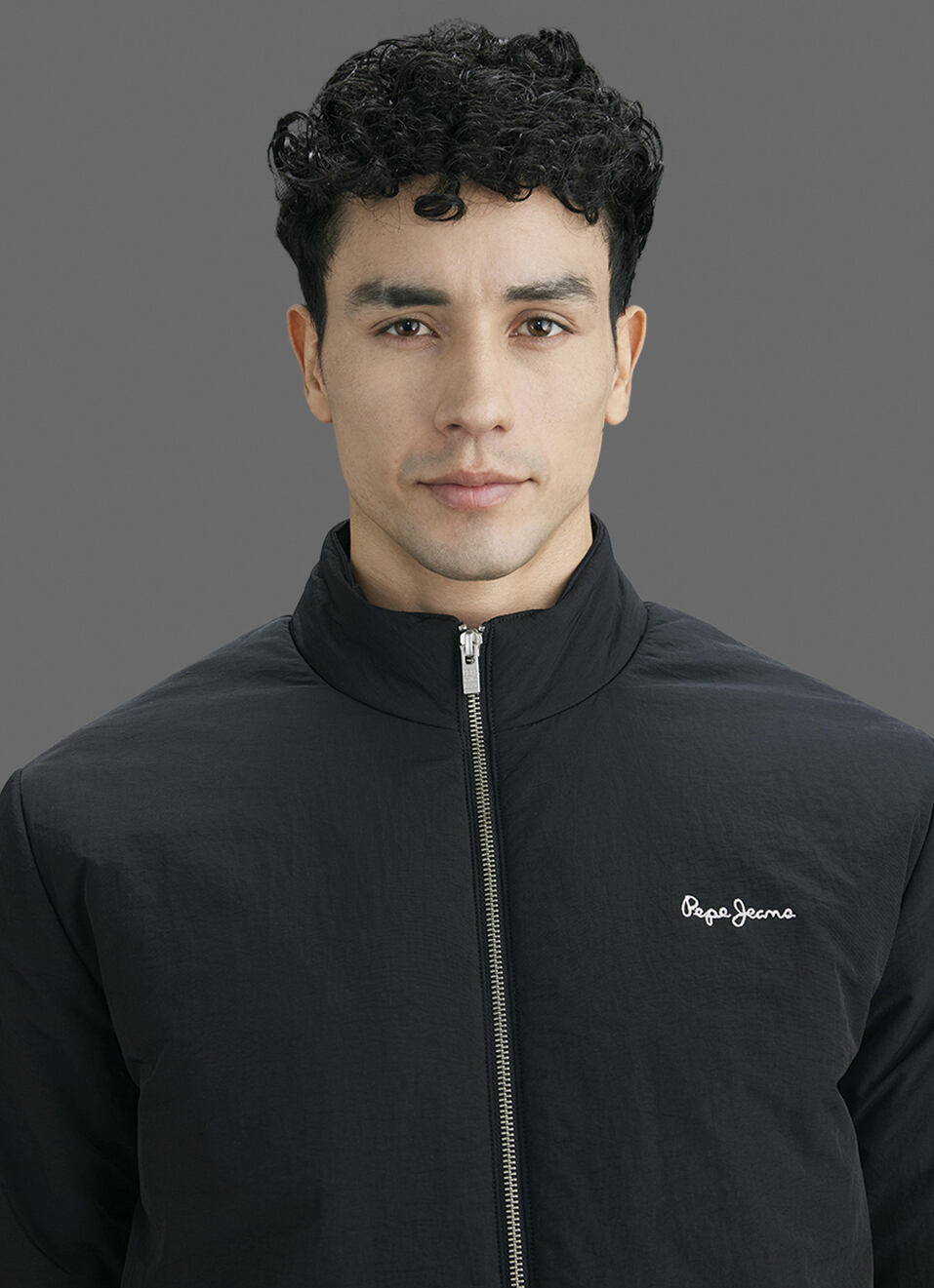 Men Black Solid High Neck Long Sleeve Jacket, , large image number 4