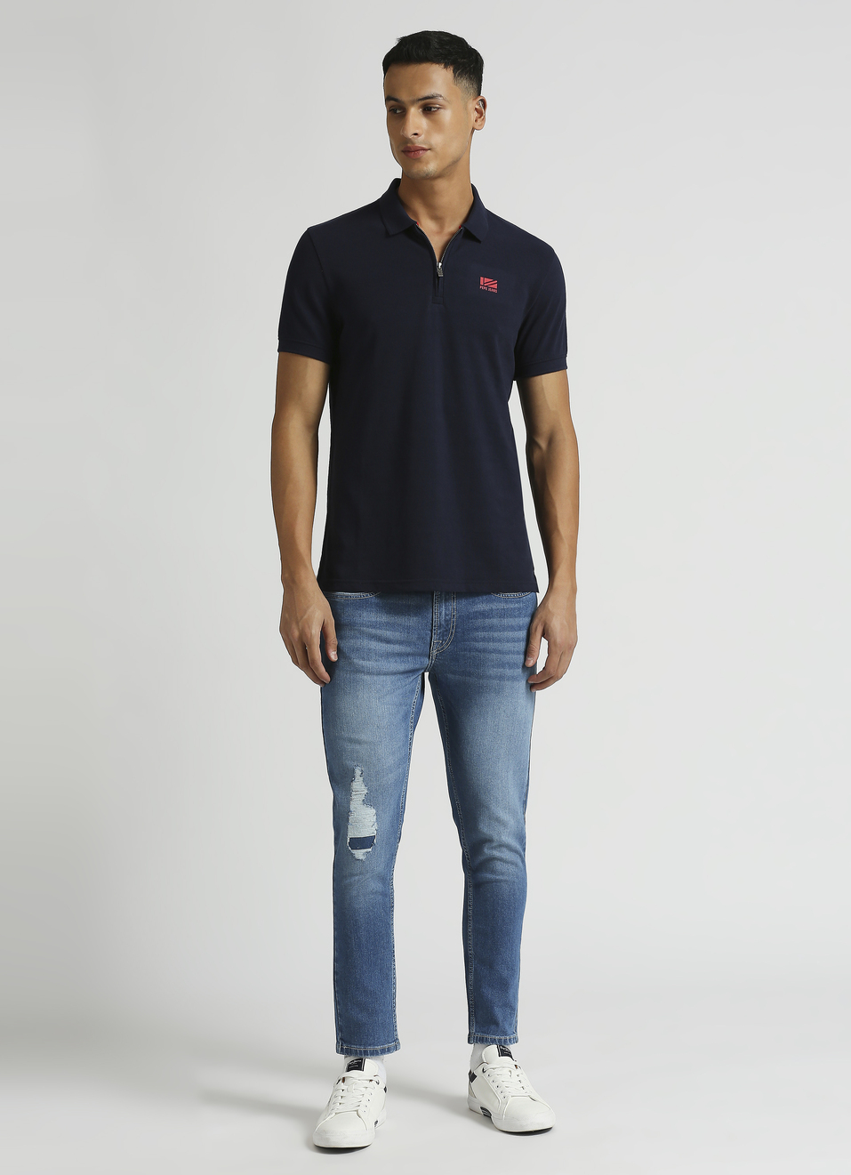 Navy Solid Short Sleeve Polo, , large image number 3