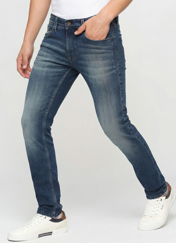 Vapour Dark Blue Low Rise Tapered Jeans