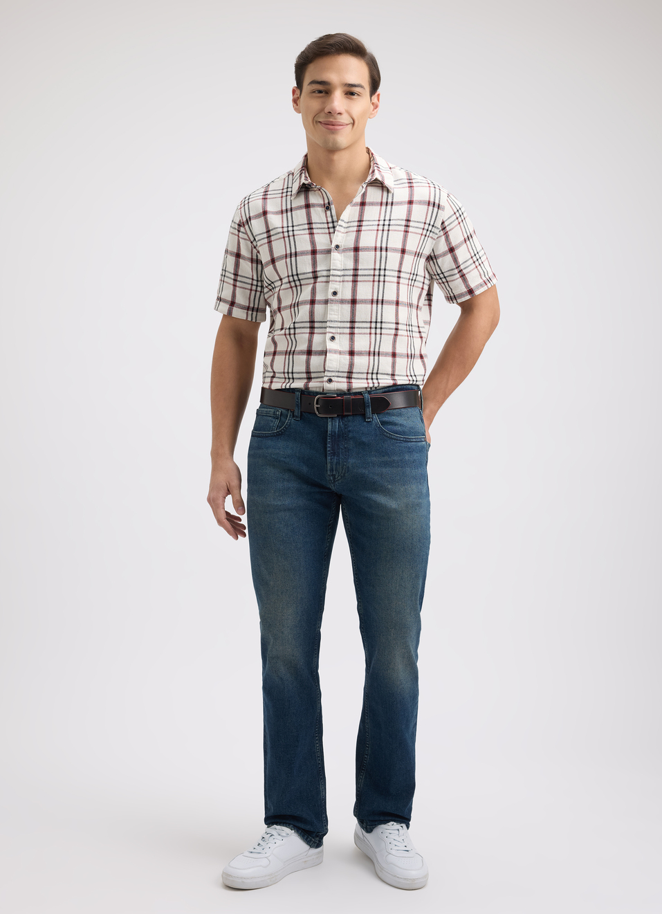 Men Maroon Check Short Sleeve Shirt, , large image number 5