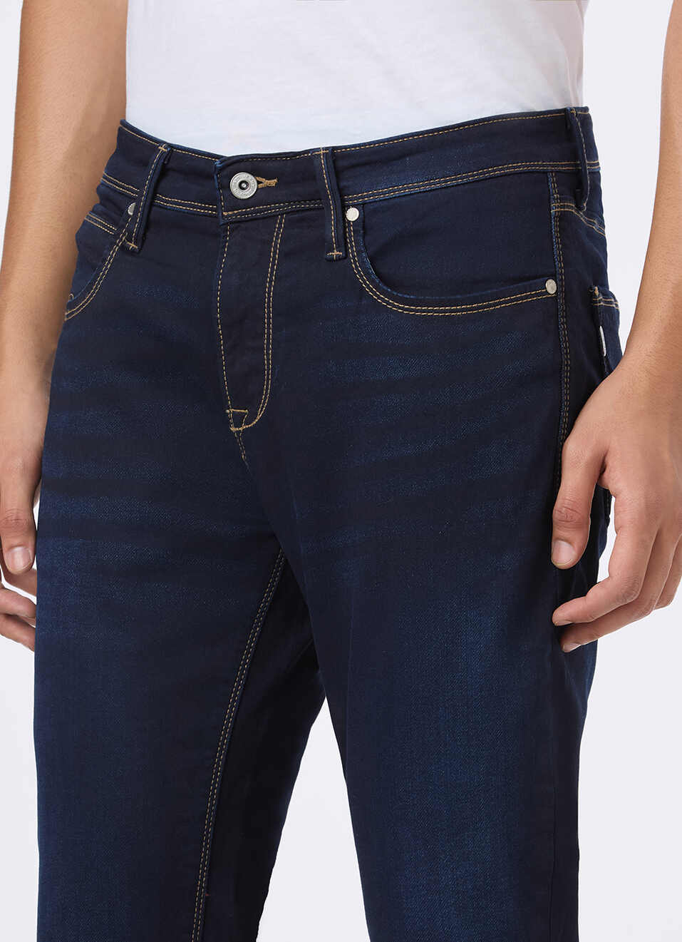 Men Blue Mid Rise Skinny Fit Gymindigo Jeans, , large image number 4