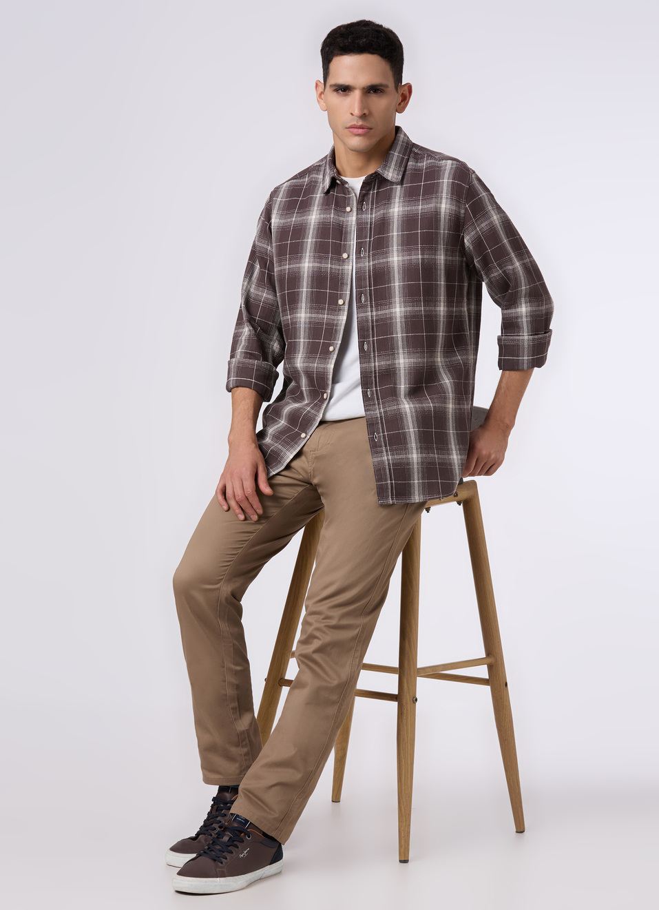Men Brown Checked Regular Fit Shirt, , large image number 5