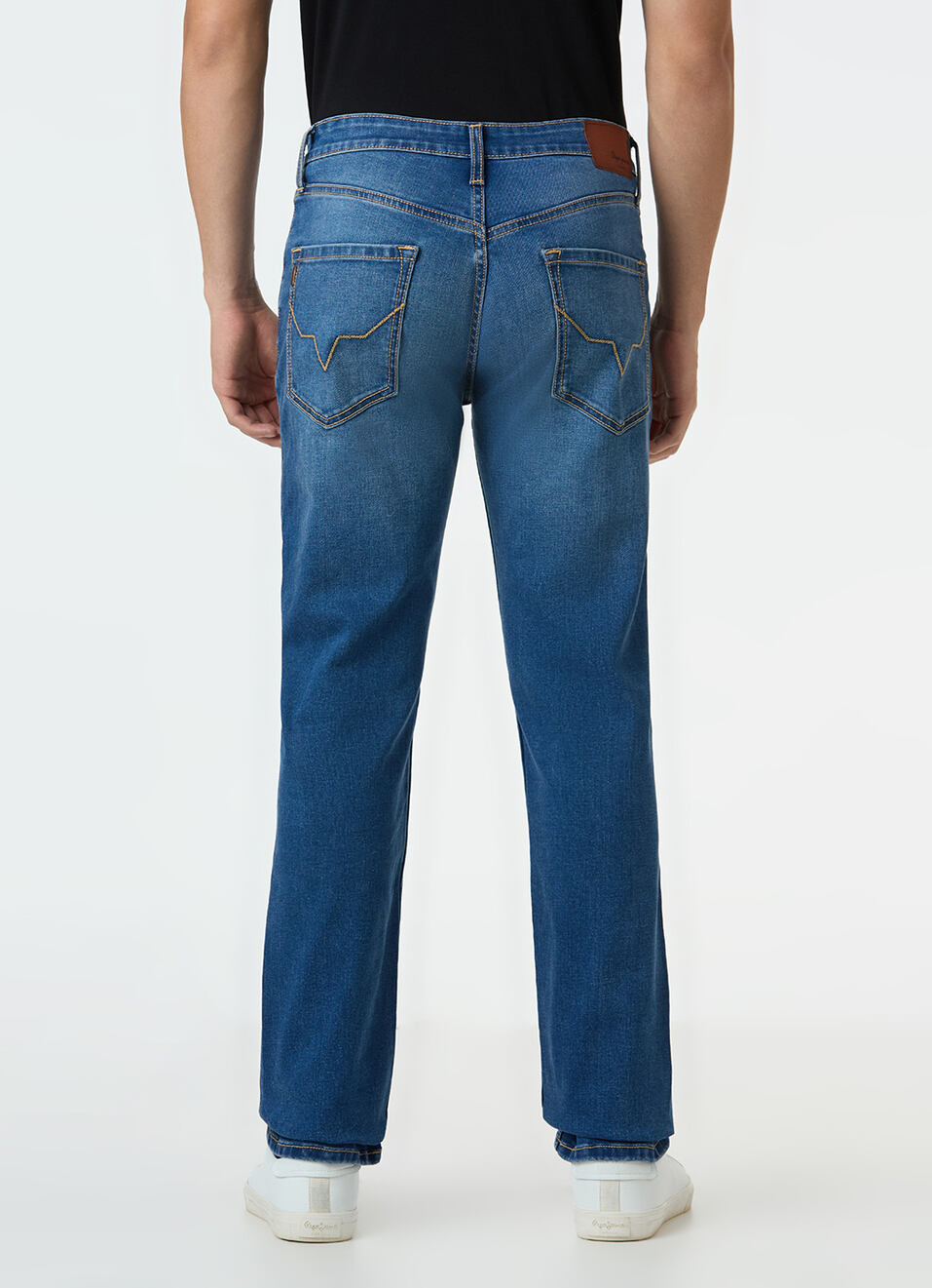 Men Blue Mid Rise Straight Fit Stretchable Jeans, , large image number 3