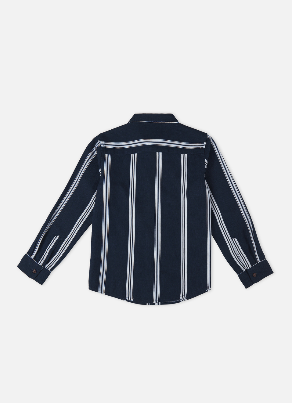 Boys Navy Vertical Stripe Full Sleeve Shirt, , large image number 1