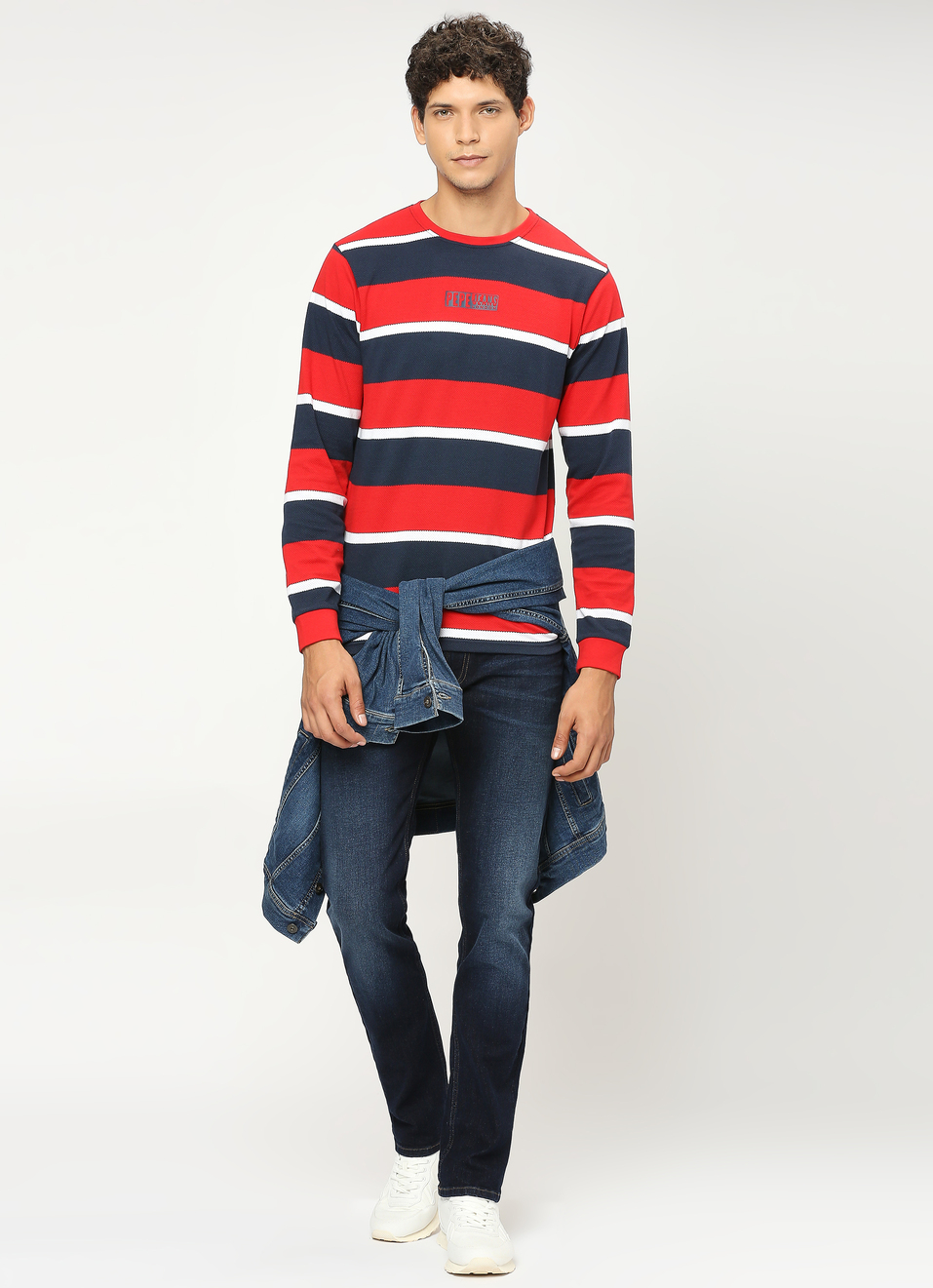 Red Striped Full Slevee T-shirt, , large image number 6