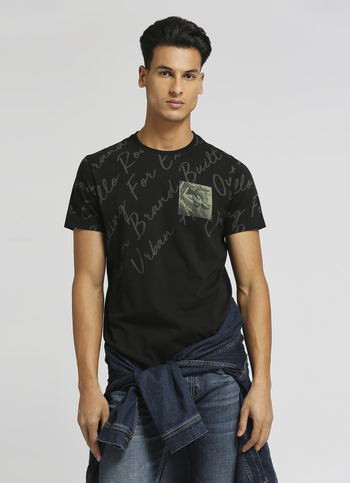 Black Printed Short Sleeve T-shirt