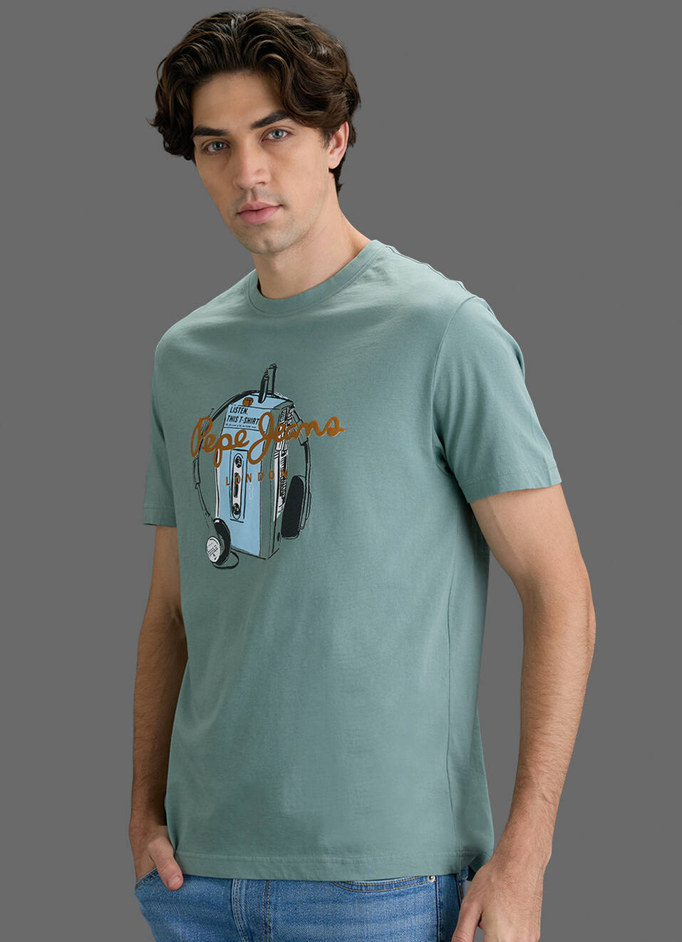 Men Olive Green Slim Printed T-shirt, , large image number 6