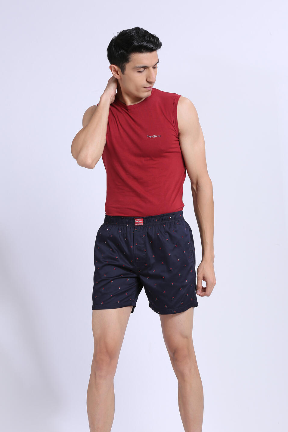 Navy Printed Boxers, , large image number 0