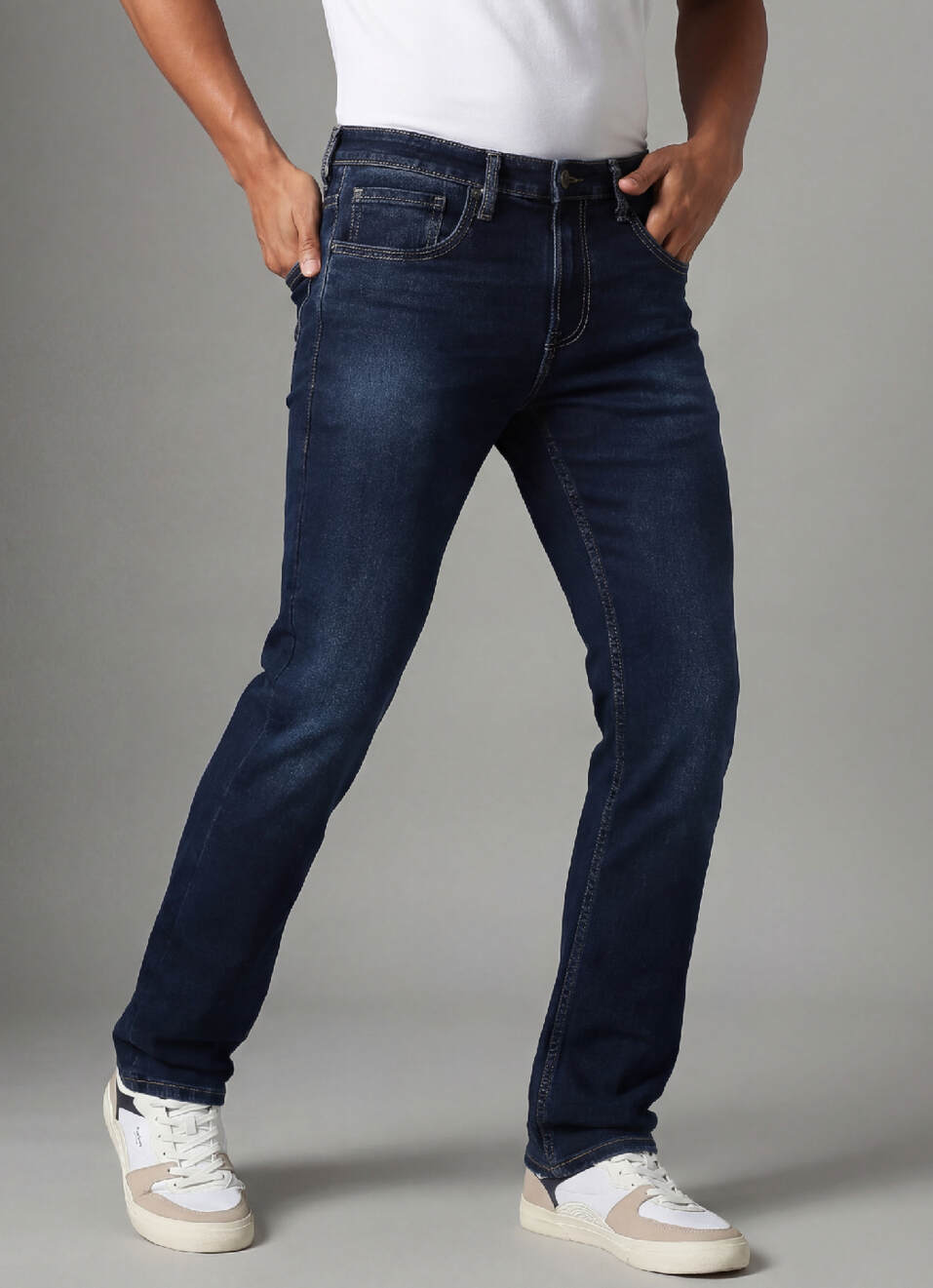 Vendie Blue Mid Rise Straight Leg Jeans, , large image number 0