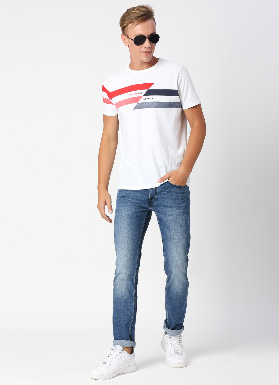 VAPOUR Mid Rise Jeans, Med Blue Denim, , large image number 3