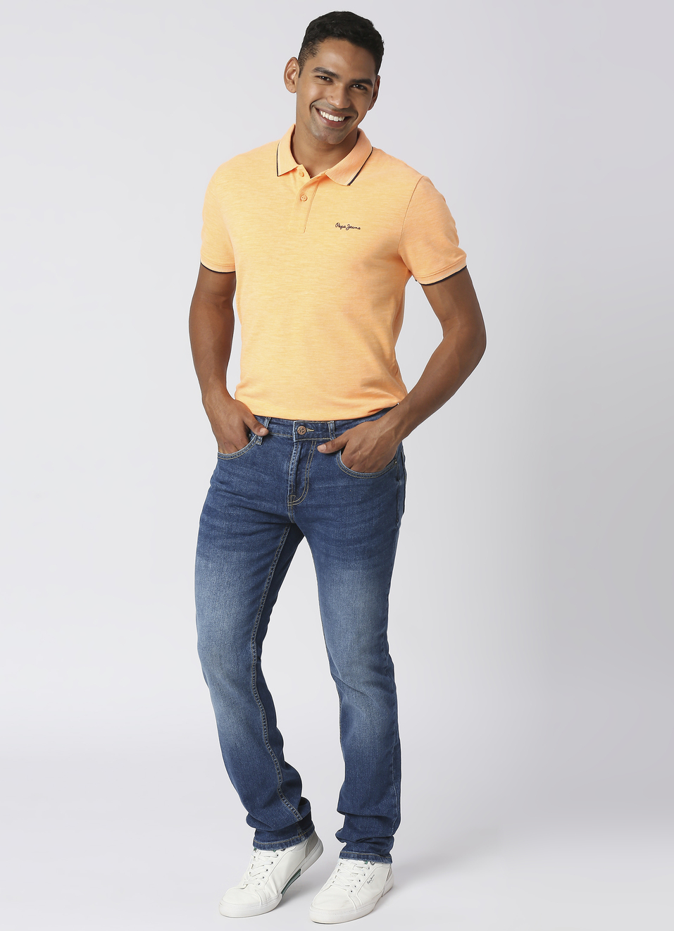 BOOSTER Solid stretch slub mel polo, , large image number 5