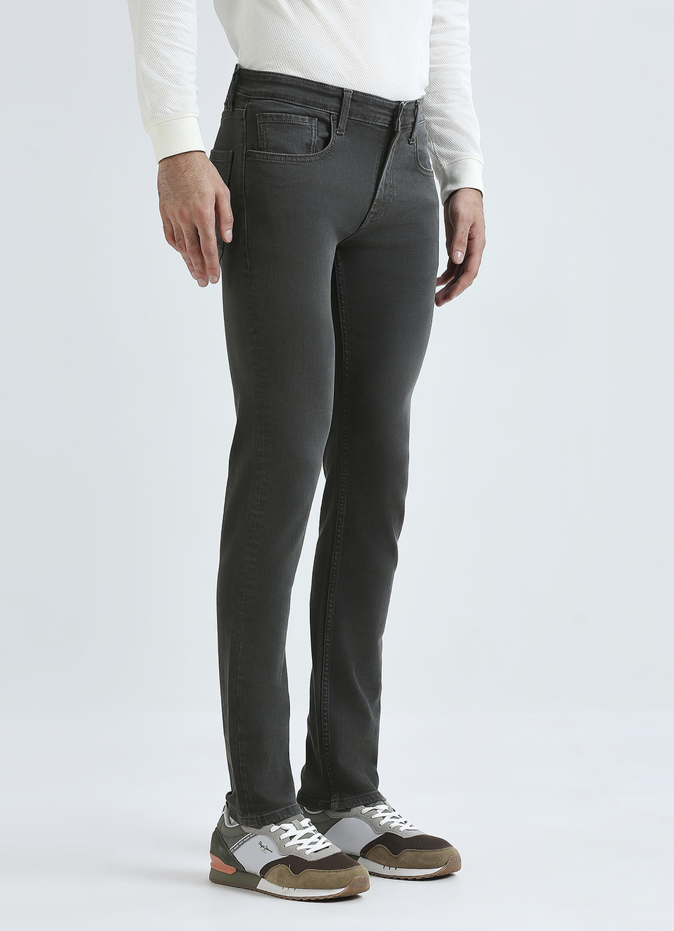 Vapour Green Mid Waist Jeans, , large image number 5