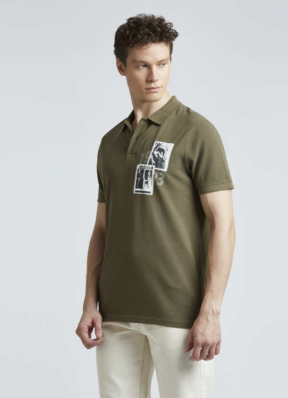 Green Photographic Print Short Sleeve Polo, , large image number 3