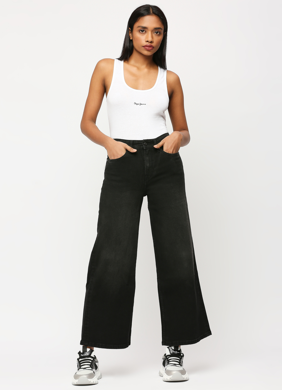 Hailey Black High Waist Wide Leg Jeans, , large image number 6