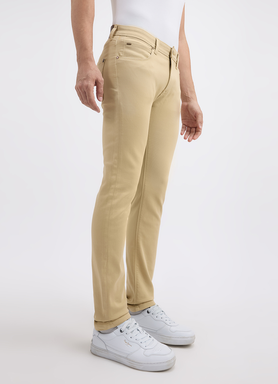 Men Beige Mid Rise Slim Powerflex Extra Stretchable Jeans, , large image number 5