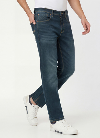 Men Blue Mid Rise Straight Fit All Clima Jeans