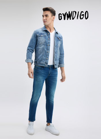 Men Green Blue Skinny Fit Mid Rise Jogger Like Jeans