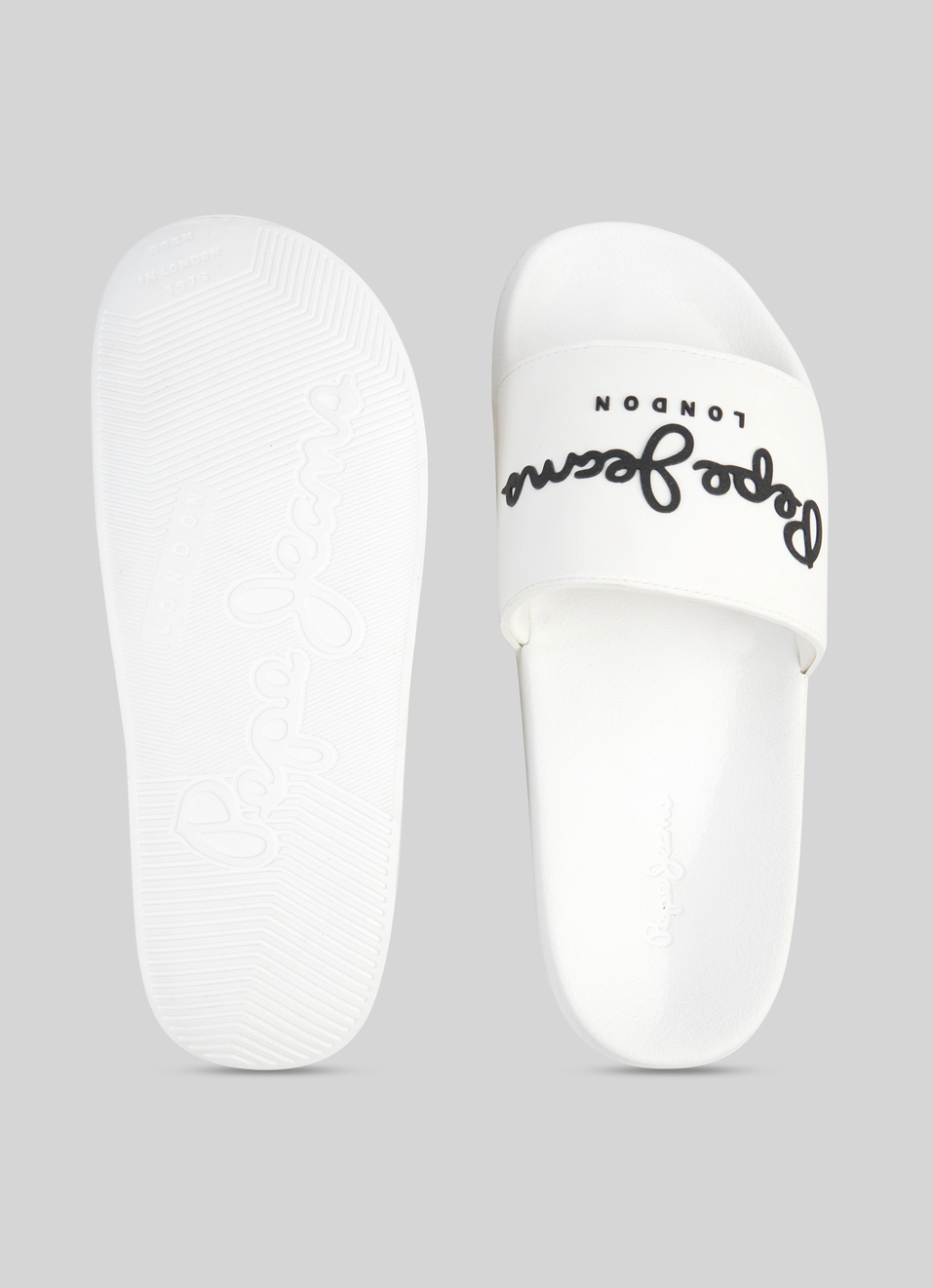White Lightweight Beach Slides With Logo Print, , large image number 2