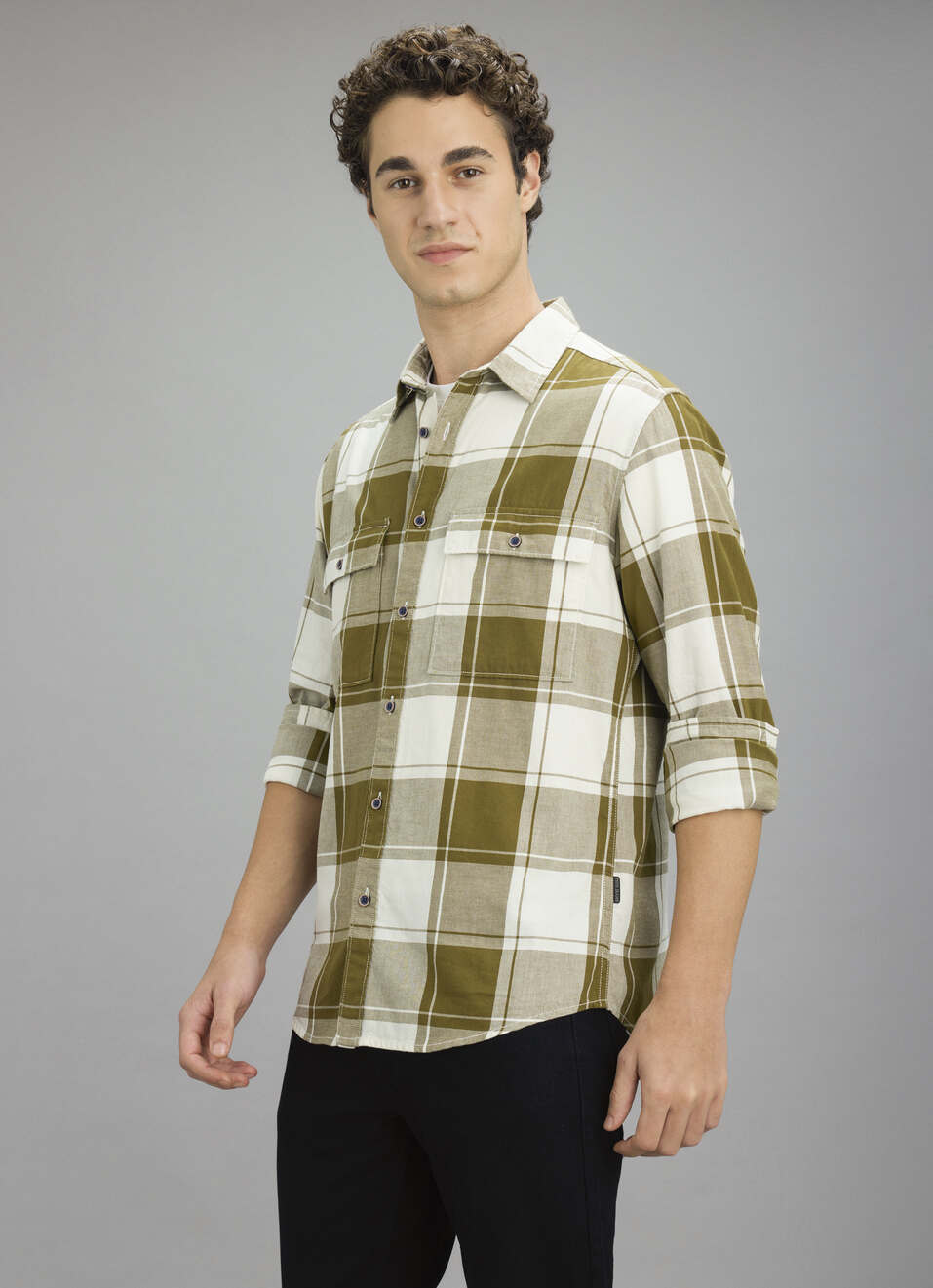Men Green Check Long Sleeve Shirt, , large image number 7
