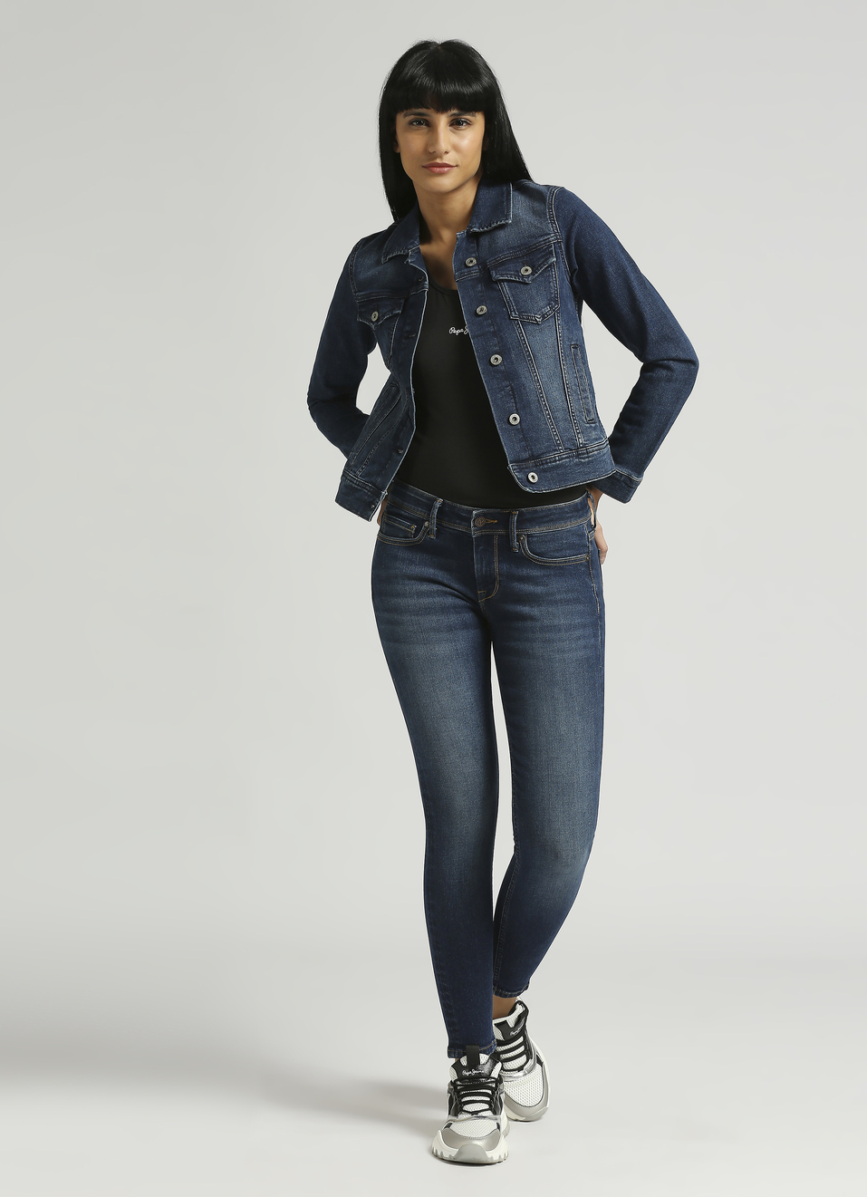 Lola Dark Blue Mid Waist Skinny Fit Jeans, , large image number 5