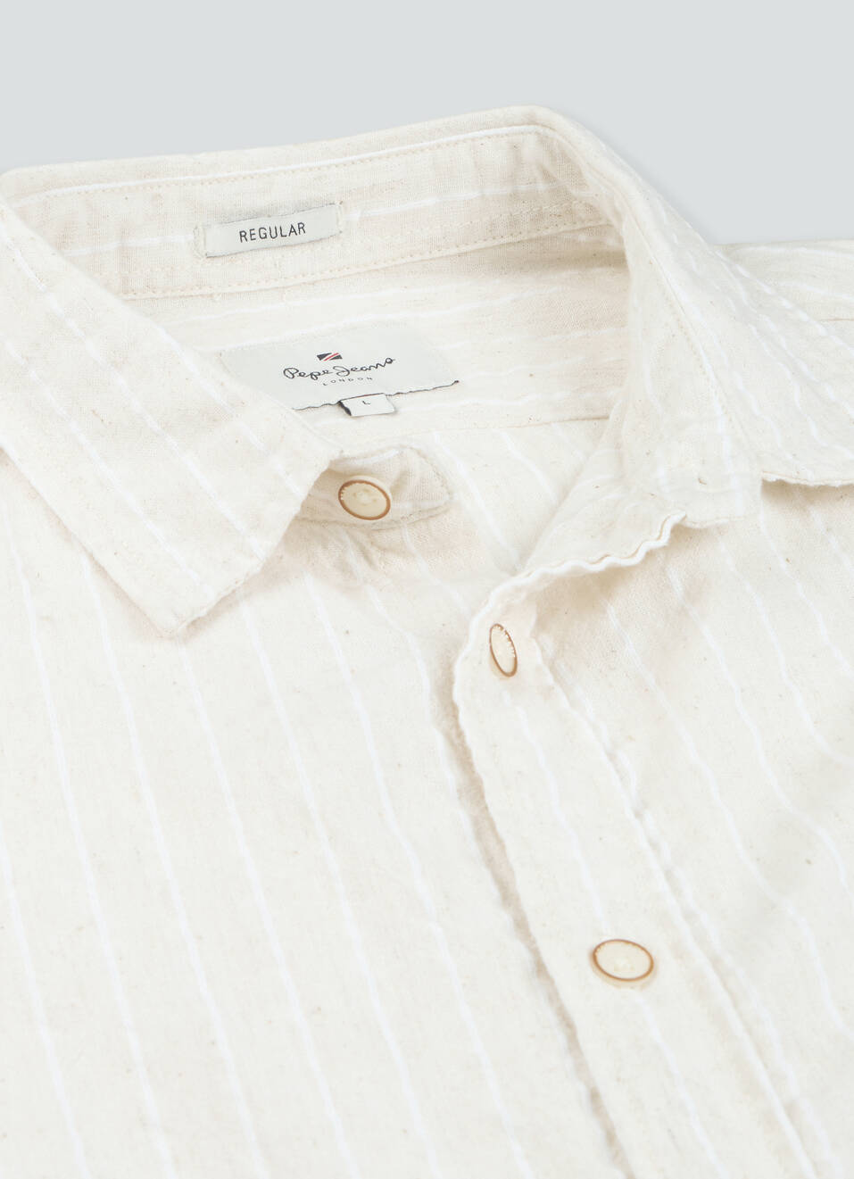 Men Natural Beige Striped Shirt, , large image number 7