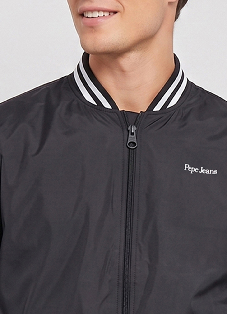 Men Black Solid Baseball Collar Long Sleeve Jacket, , large image number 4