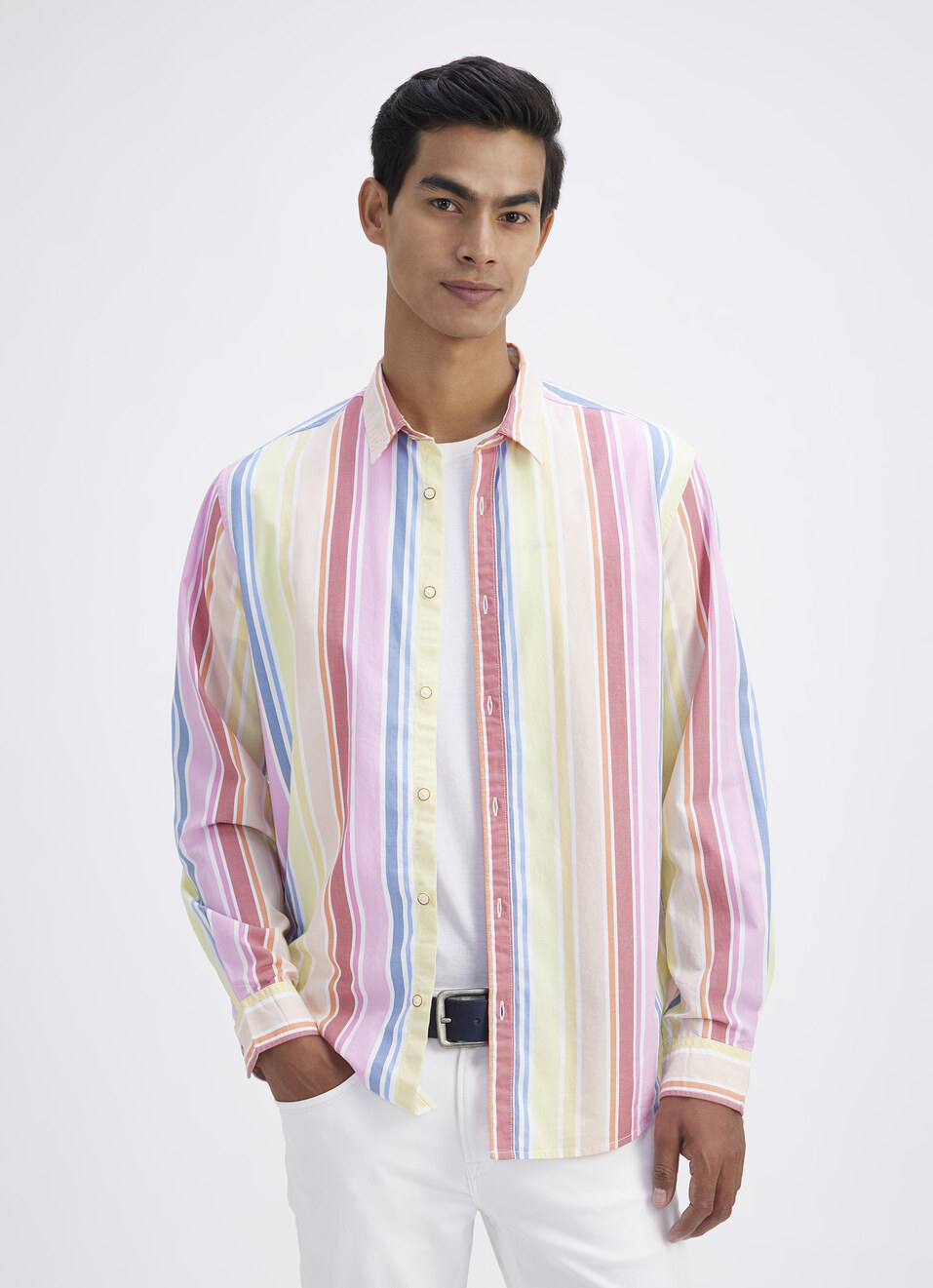 Men Red Stripe Full Sleeve Shirt, , large image number 0