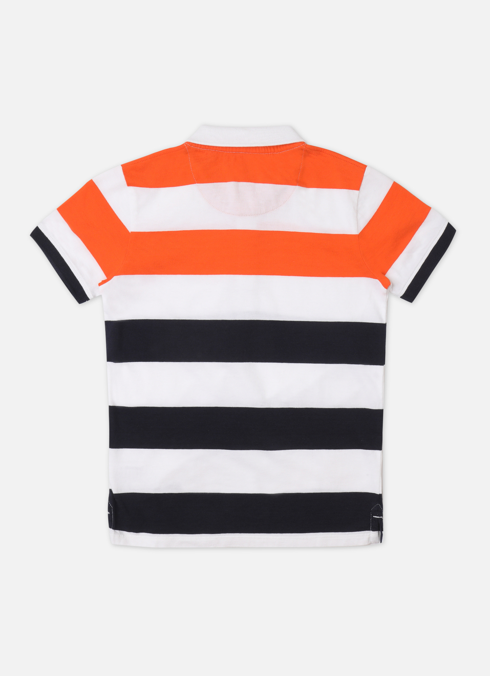 Boys Orange Stripe Short Sleeve Polo, , large image number 1