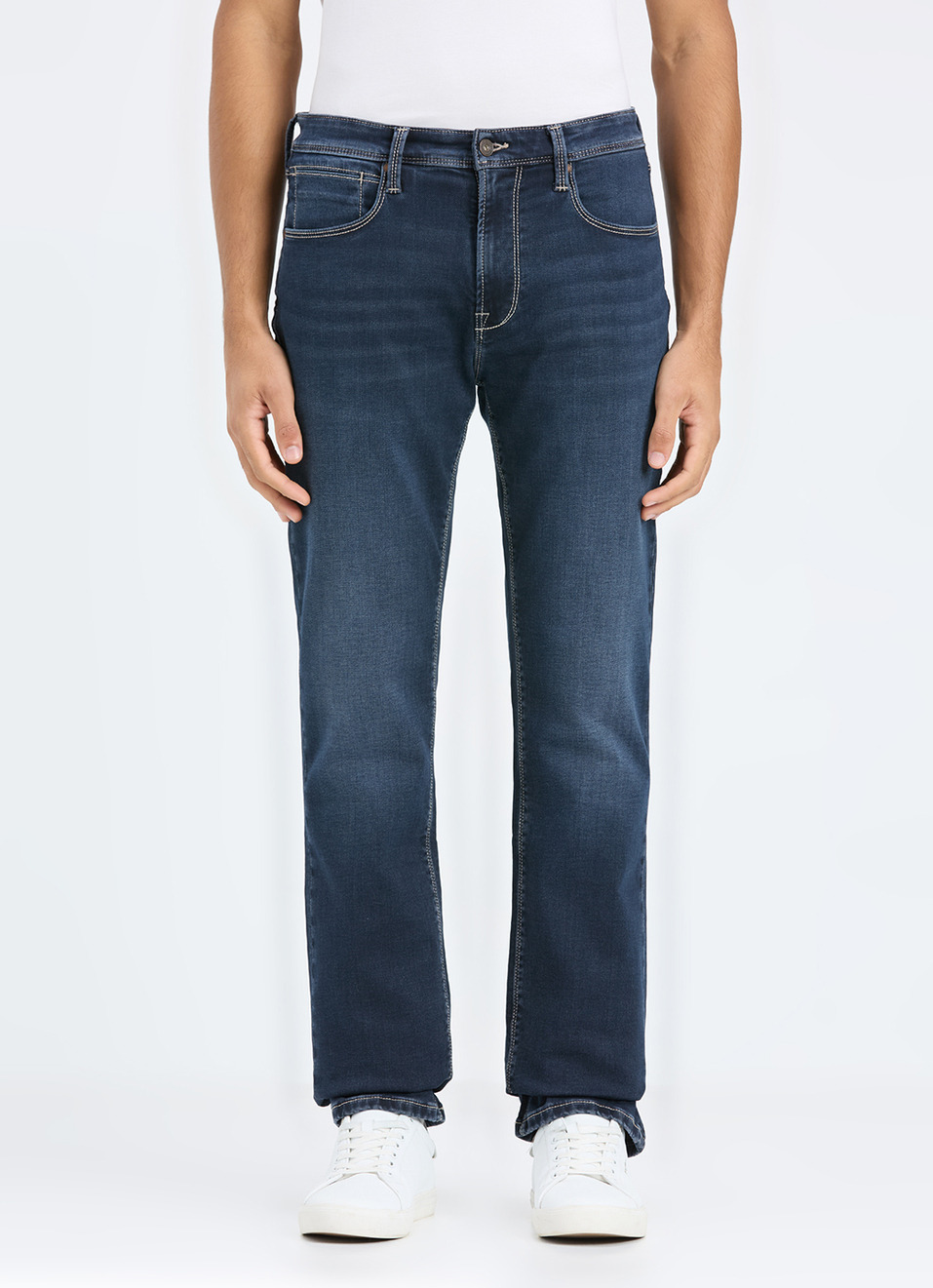 Men Blue Mid Rise Straight Fit Jeans, , large image number 6
