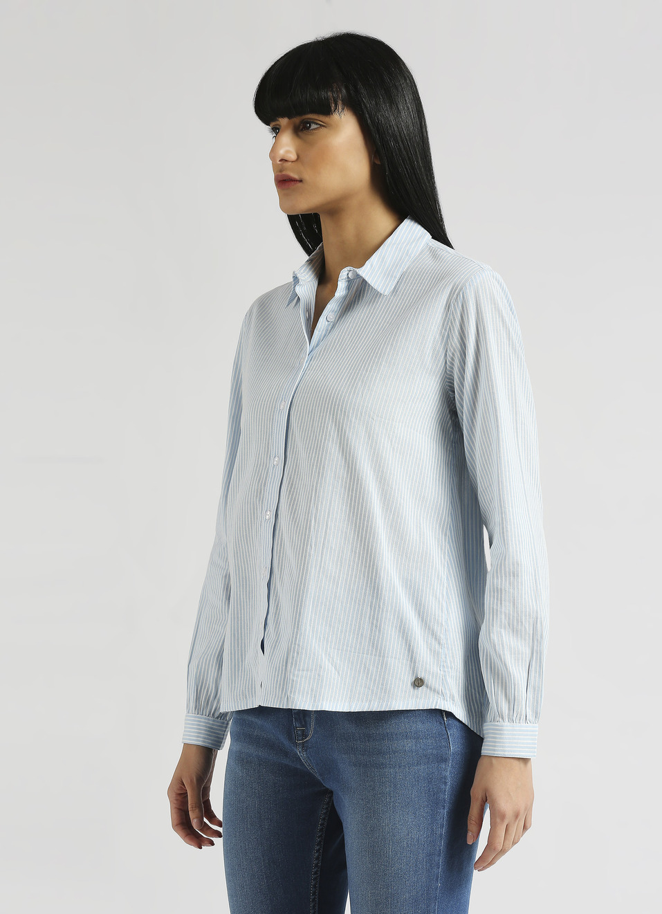 Blue Narrow Stripes Long Sleeve Shirt, , large image number 3