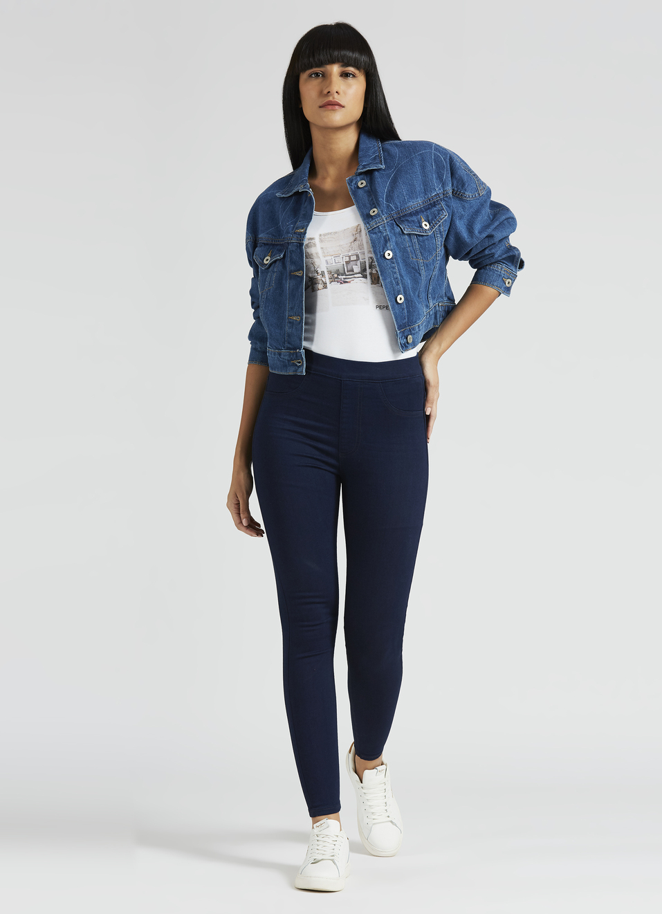 Blue High Waist Skinny Fit Jegging, , large image number 0
