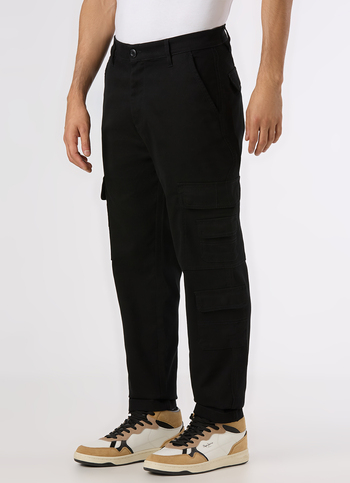 Men Black Multi-pocket Utility Design Cargo Pants