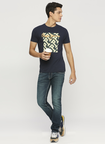 Geometric Flock Print Short Sleeve T-shirt