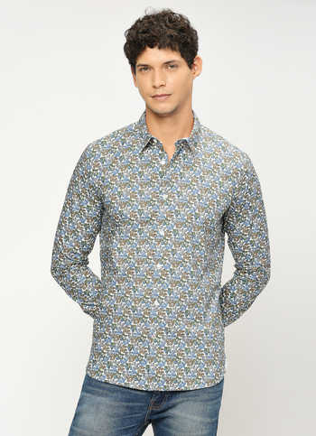 Brown Printed Full Sleeve Shirt