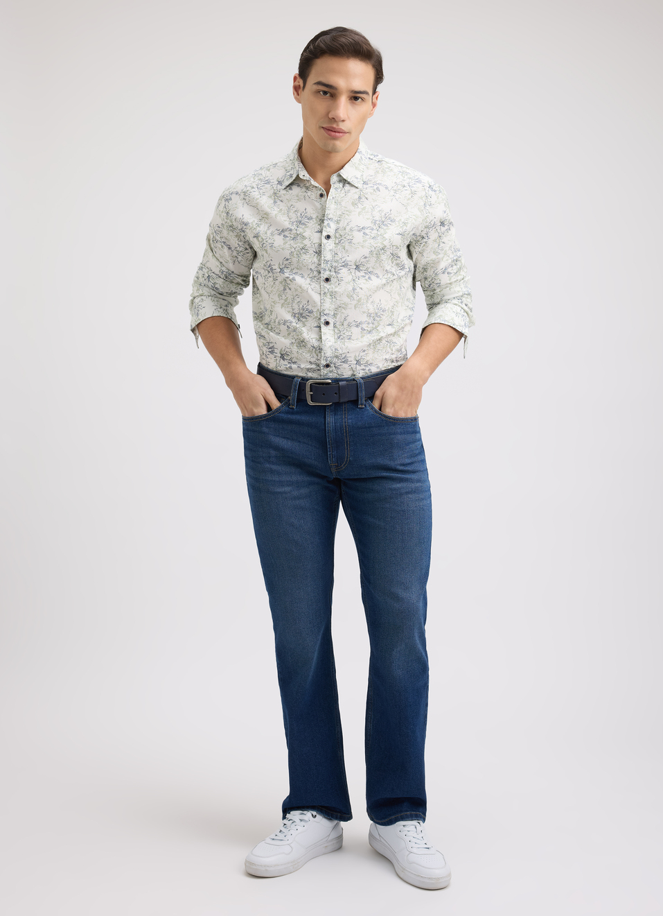 Men White Floral Print Full Sleeve Shirt, , large image number 5