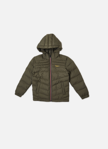 Boys Olive Full Sleeve Hooded Jacket