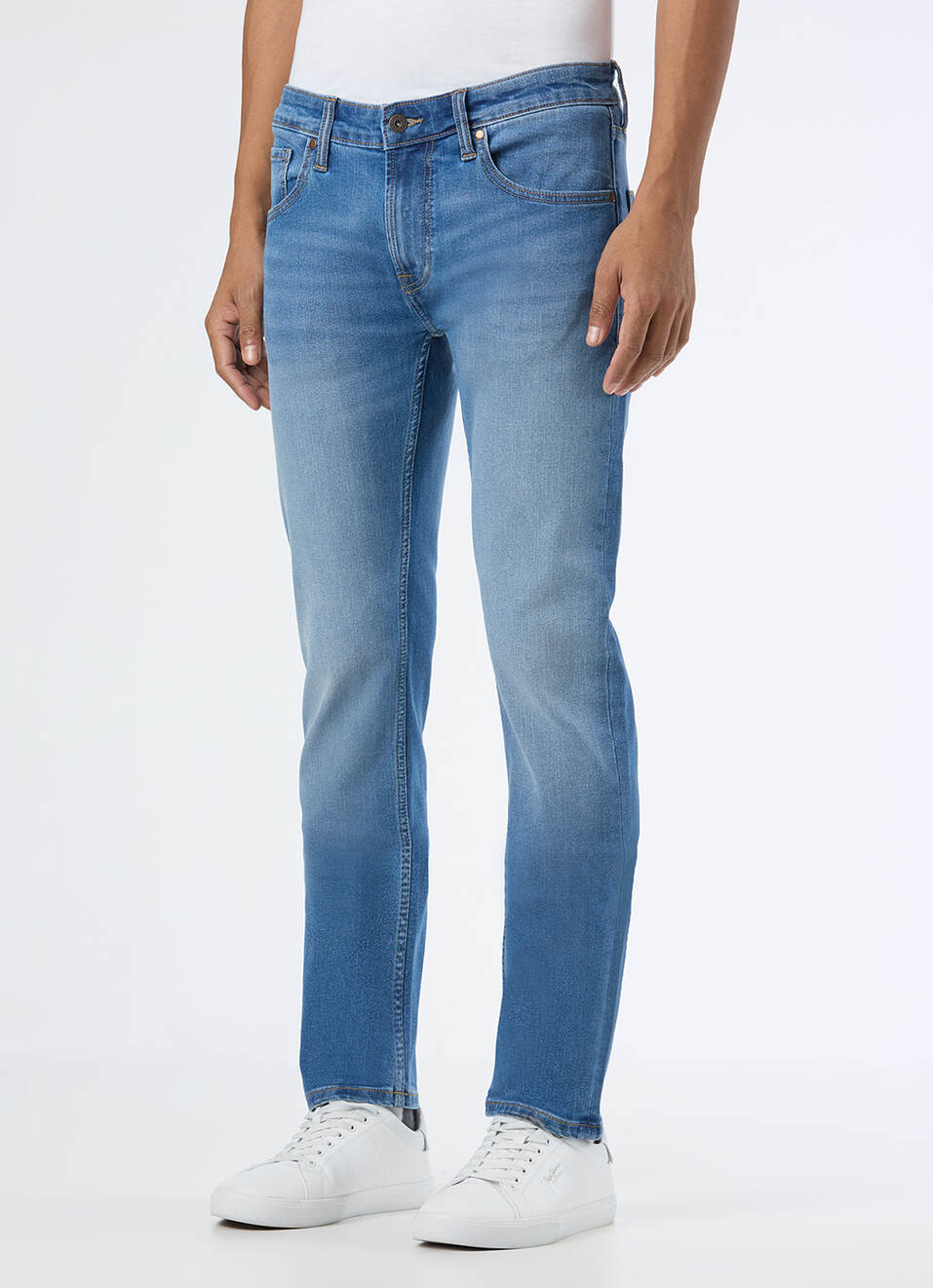 Men Blue Mid Rise Slim Fit Stretchable Jeans, , large image number 5