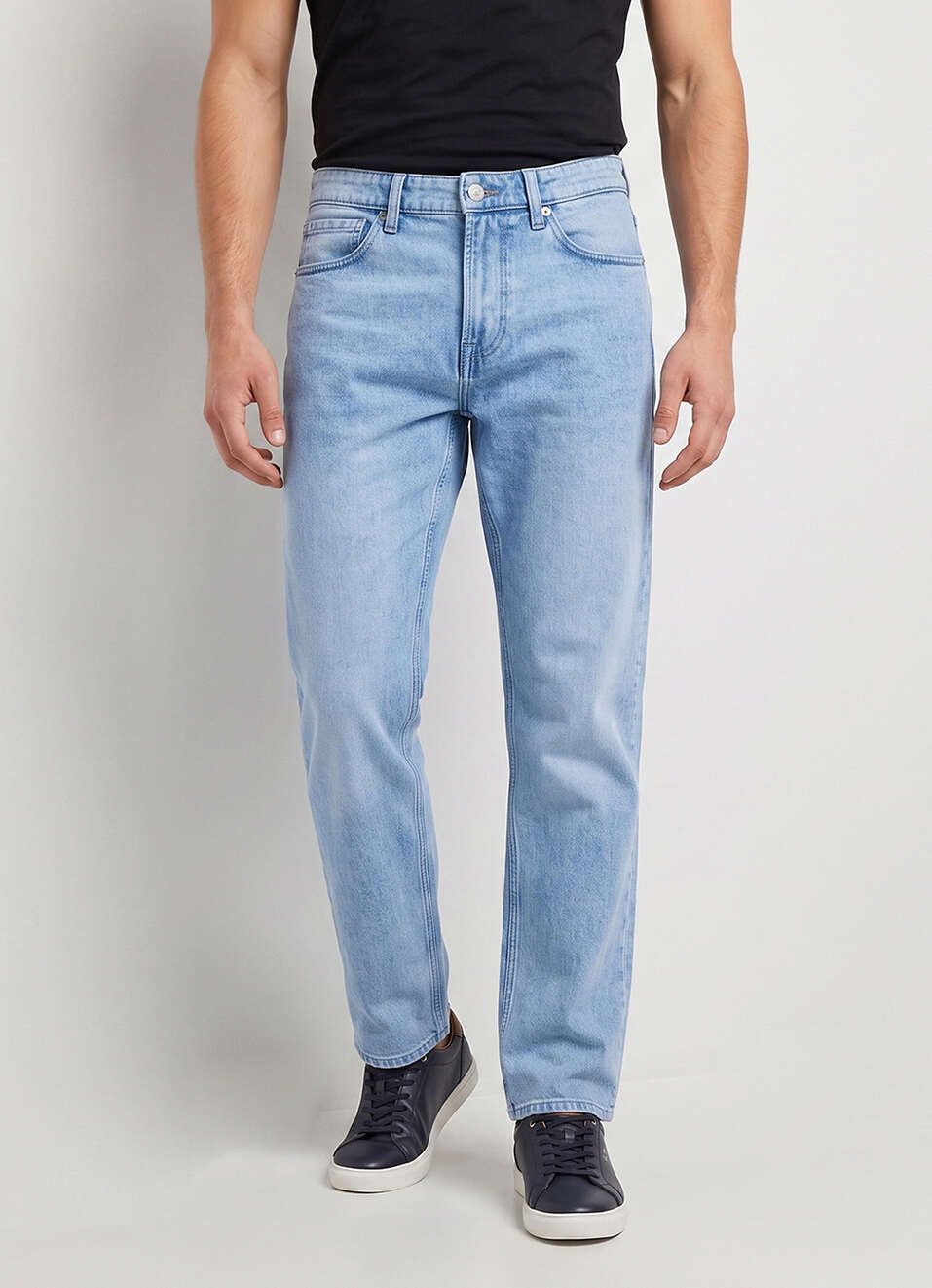 Men Blue Relaxed Straight Fit Mid Rise Jeans, , large image number 2