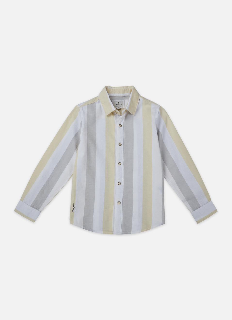 Boys Yellow Vertical Stripe Full Sleeve Shirt, , large image number 0