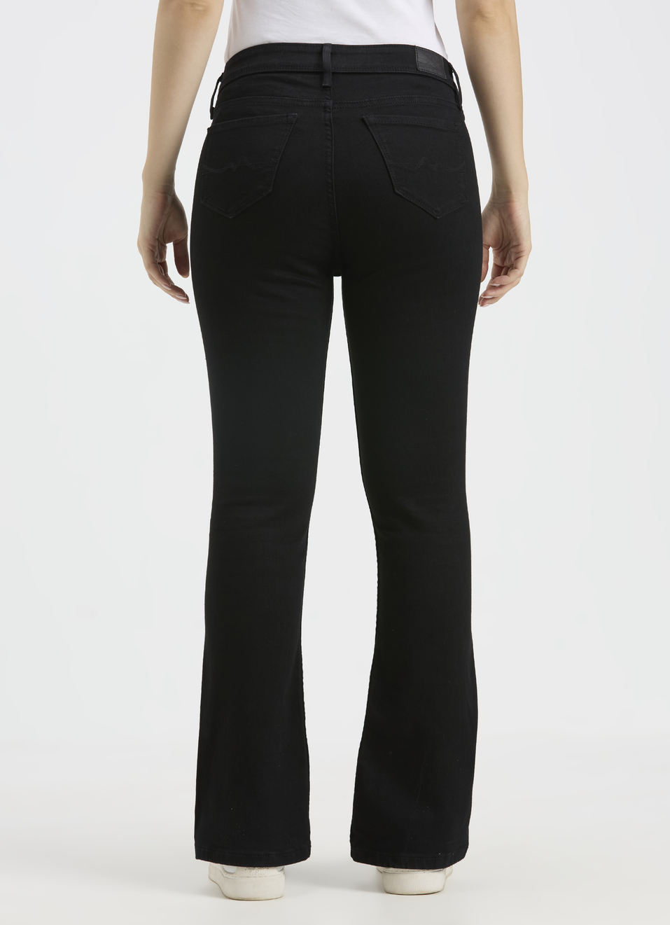 Women Black Flared Fit High Rise Jeans , , large image number 2
