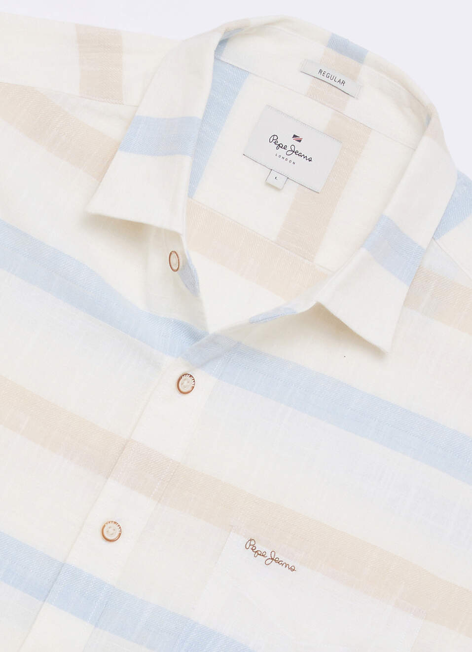 Men Blue Striped Short Sleeve Shirt, , large image number 6