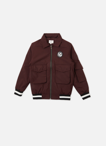 Boys Wine Ribbed Full Sleeve Jacket