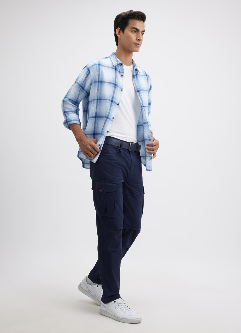 Men Blue Check Full Sleeve Shirt, , large image number 5
