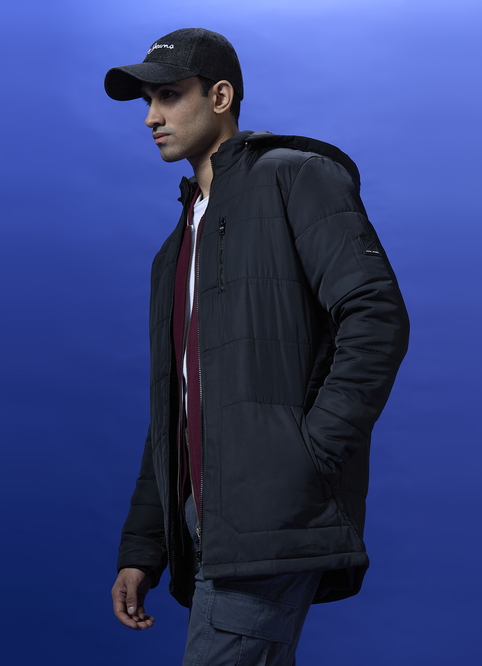 Black Full Sleeve Hooded Parka, , large image number 0
