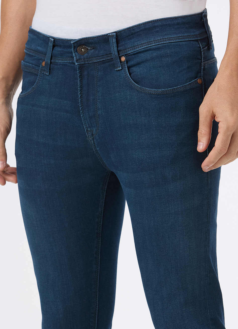 Men Blue Mid Rise Slim Fit Powerflex Jeans, , large image number 4