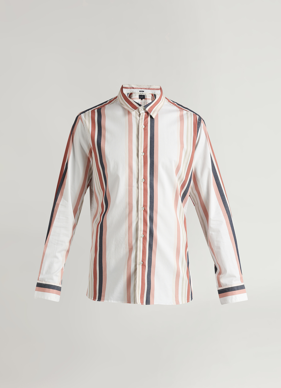 Peach Yarn Dyed Stripes Premium Stretch Long Sleeve Shirt, , large image number 6